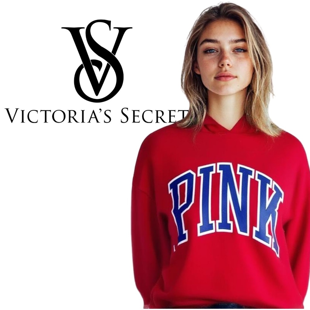 Victoria’s Secret PINK bright red cropped hoodie